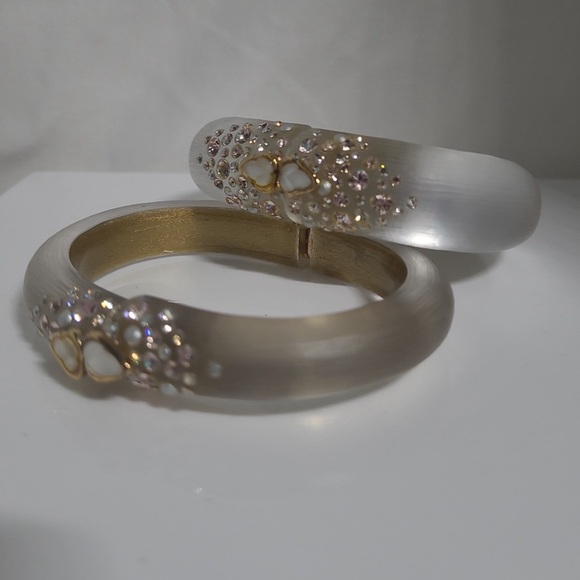 Alexis Bittar Gold and Silver Lucio Bracelets with Crystal Accents. Like new